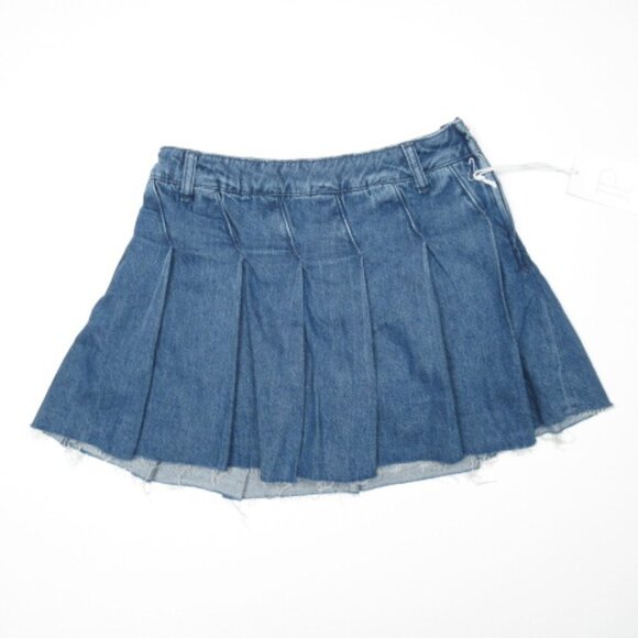 Anthropologie Pilcro 100% Cotton Slant-Pleated Denim Mini Skort Medium Blue 25 - Picture 4 of 12